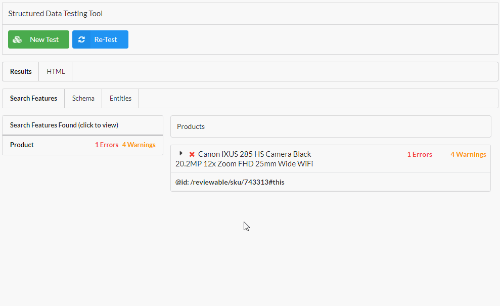 Structured data testing tool