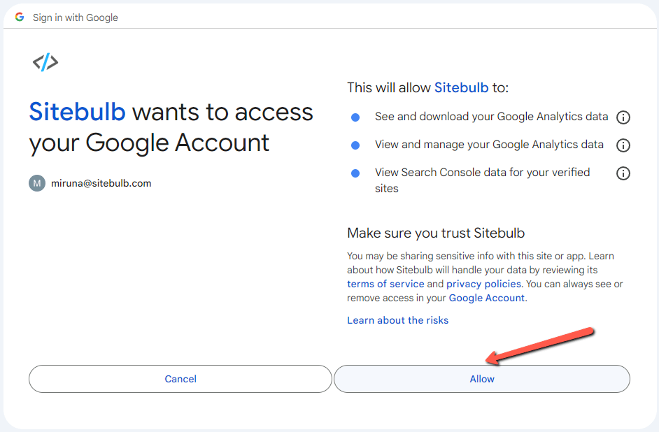 Authorizing Google Account