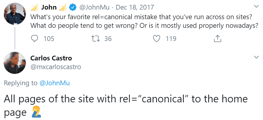 Canonical message from John Mueller