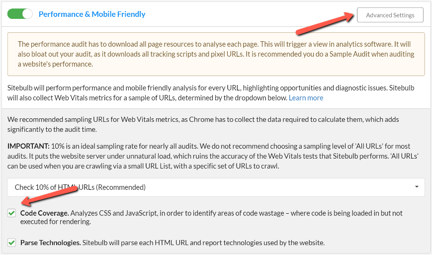 Code Coverage Settings