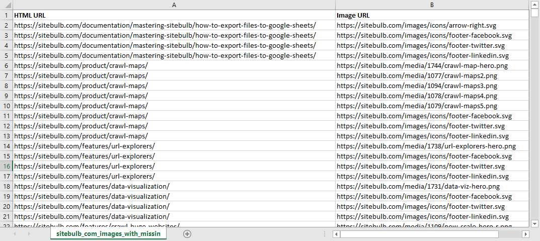 CSV Export images without alt text