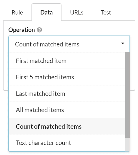 Data Operation options