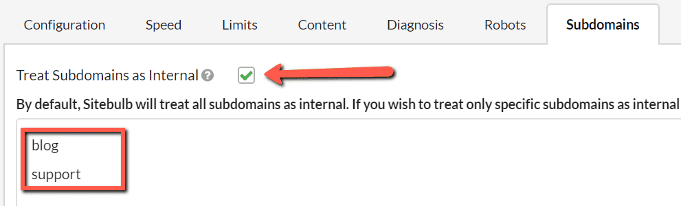 Enter subdomains