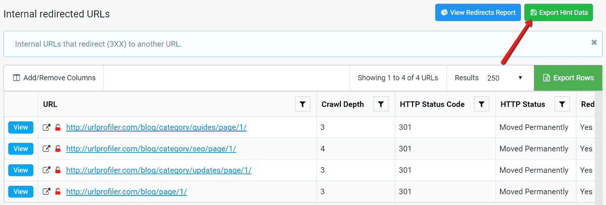 Export Hint data