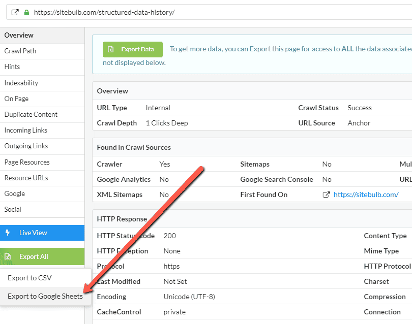 Export to Google Sheets