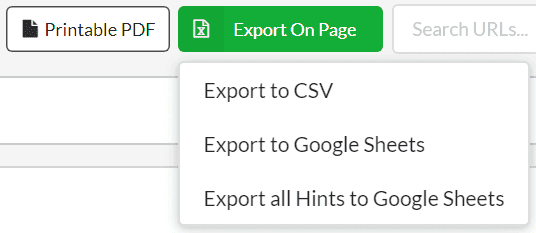 Export options