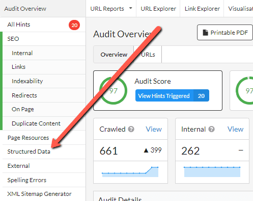 Find structured data report