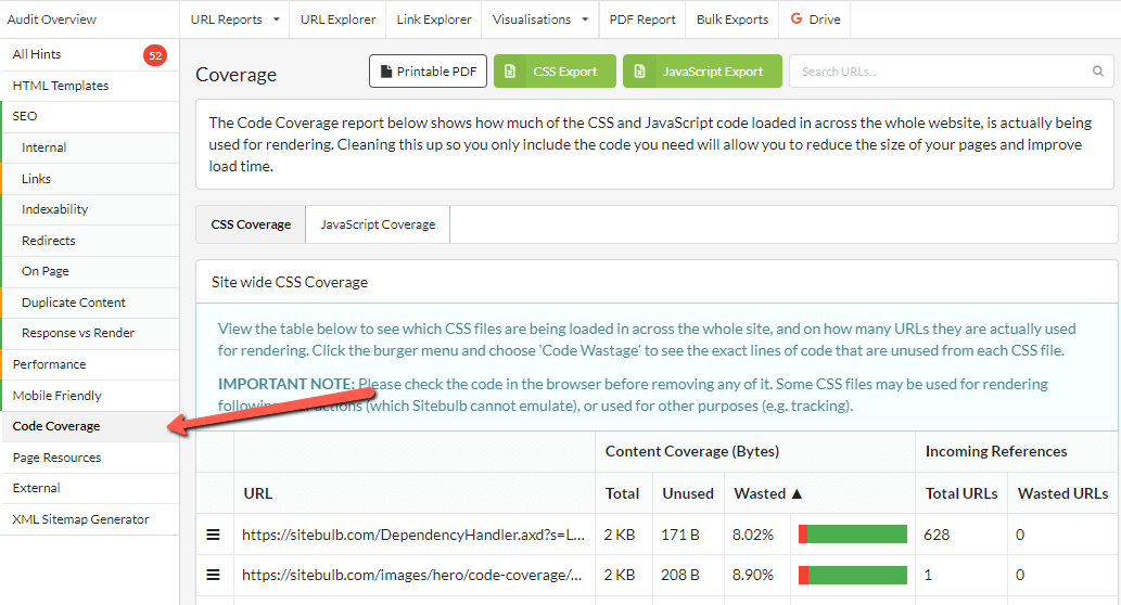 Finding the coverage report