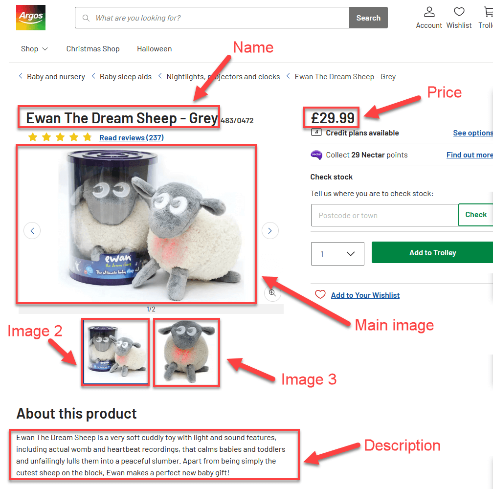 Ewan the Dream Sheep structured data example