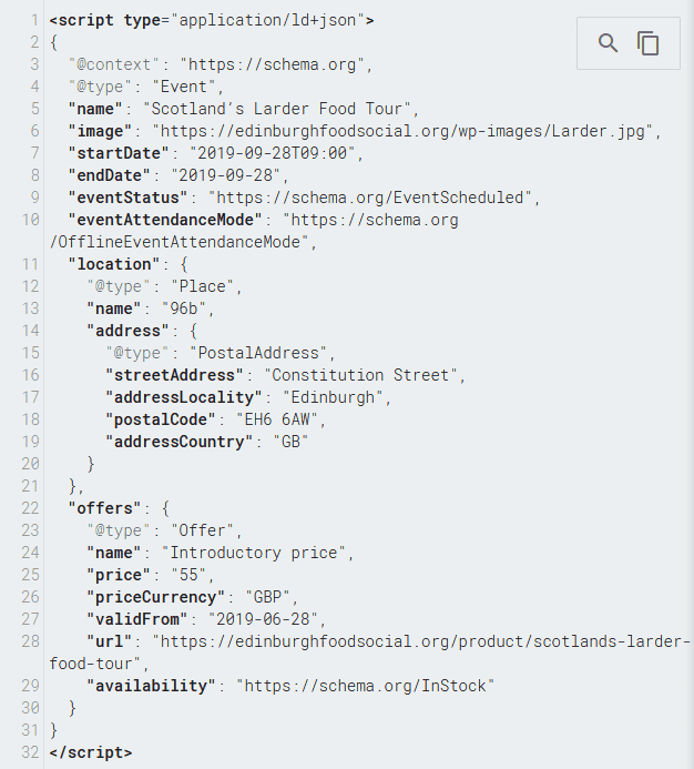 JSON-LD structured data example