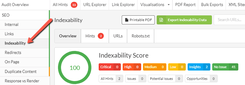 Indexability Report