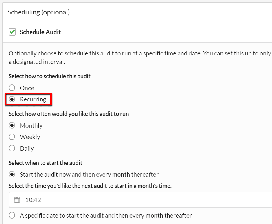 Recurring audit