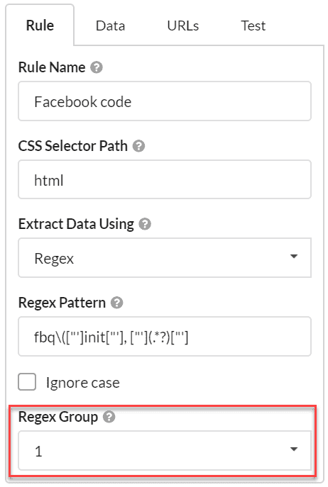 Regex group 1 selection