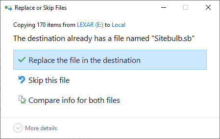 Replace the file