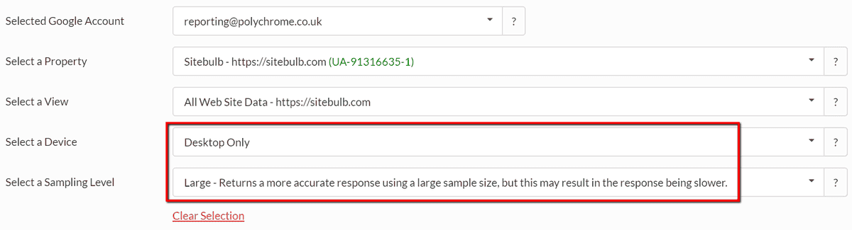 GA sampling and device options