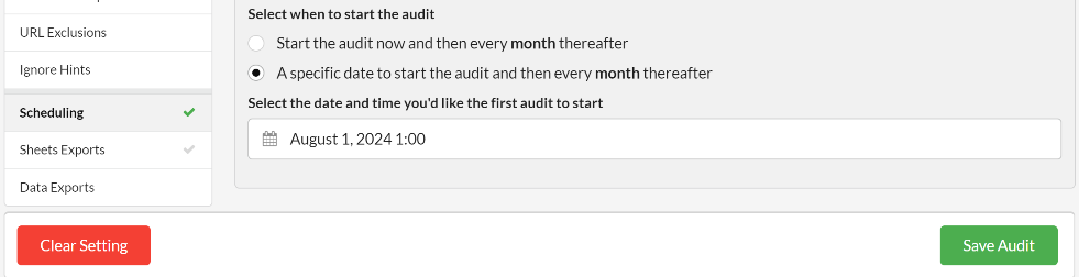 Save scheduled audit