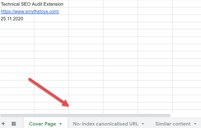 SEO audit spreadsheet example