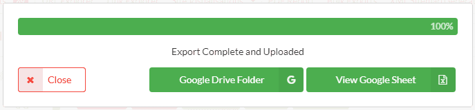 Google Sheets export finished