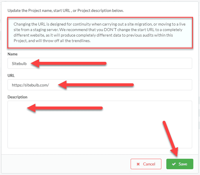 updating project details