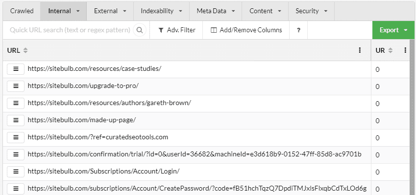 URL Explorer Orphaned URLs