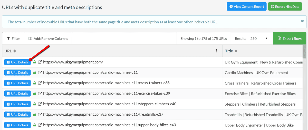 URL List Duplicate Titles and Descriptions